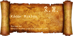 Kádár Miklós névjegykártya